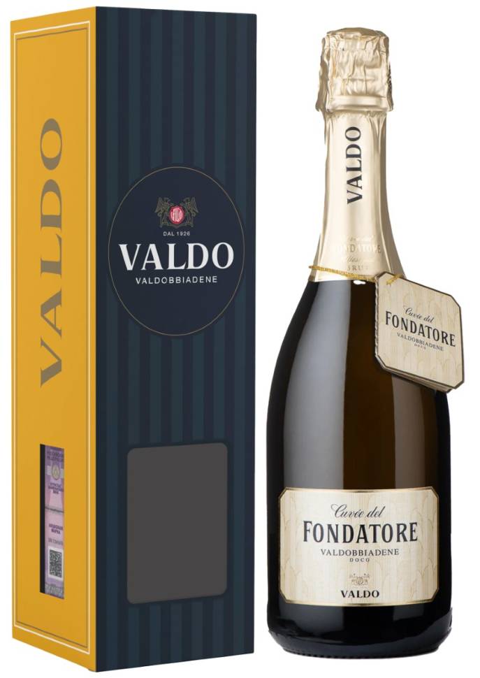 Игристое вино Cuvee del Fondatore Valdobbiadene Prosecco Superiore в подарочной упаковке