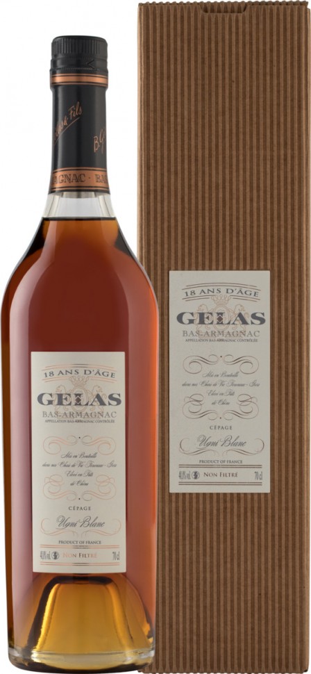 Арманьяк Maison Gelas Bas Armagnac Monocepage Uni Blanc 18 ans в подарочной упаковке